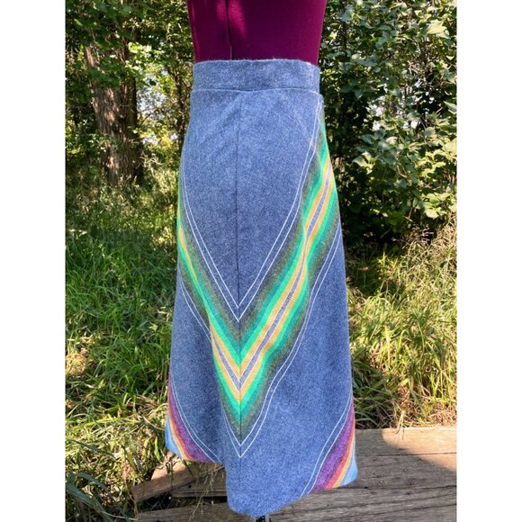 Vintage 1970's Rainbow Chevron Skirt Boho HIppy Size Small - Picture 9 of 15